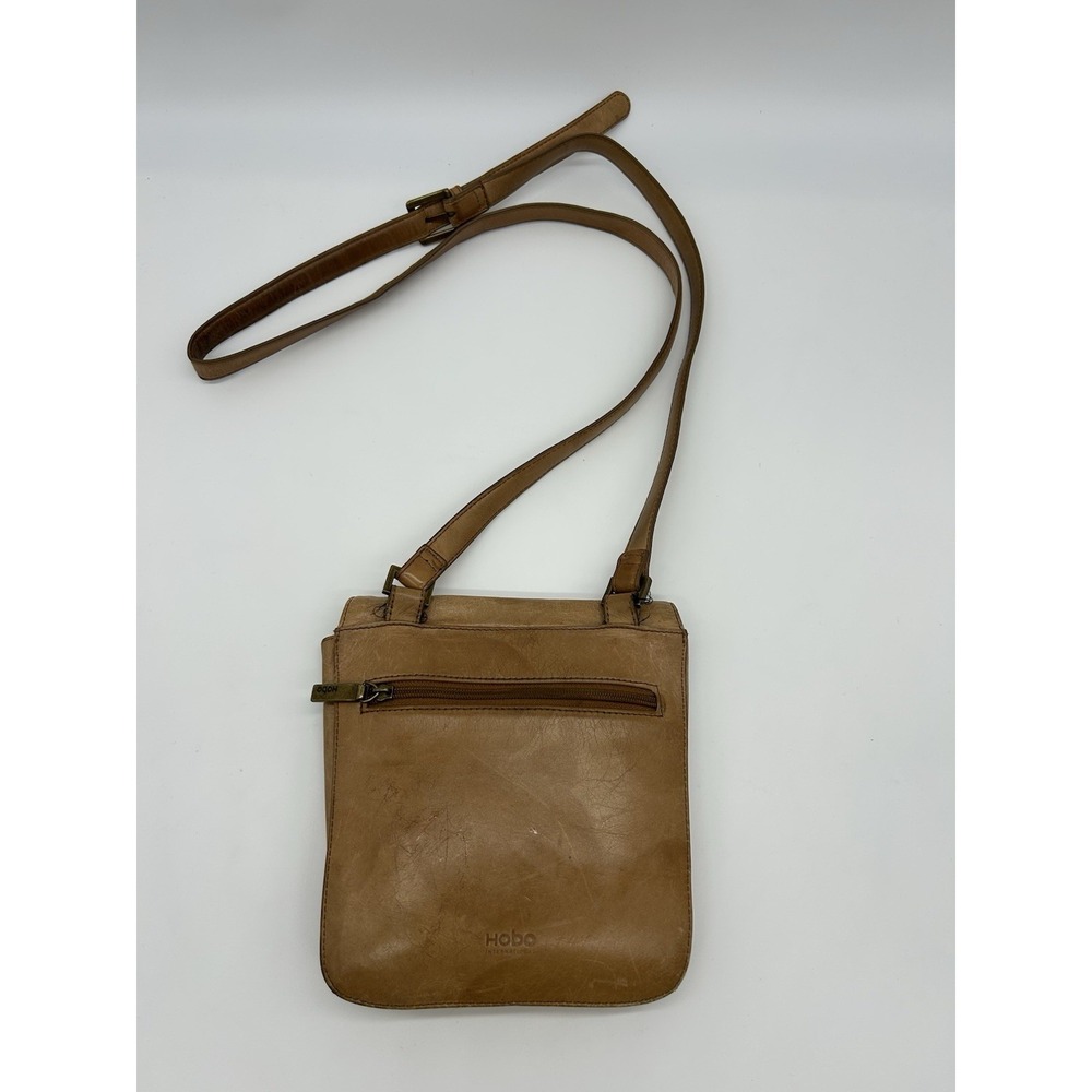HOBO International Vintage Tan Leather Crossbody Bag Small Organizer Messenger
